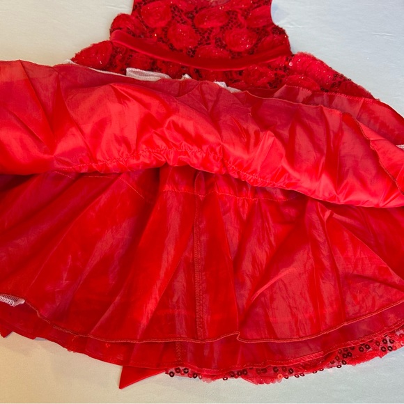Rare Too Girls Dress Red Rose Sequin Holiday Party Special Occasion Sleeveless 6 - Picture 15 of 16